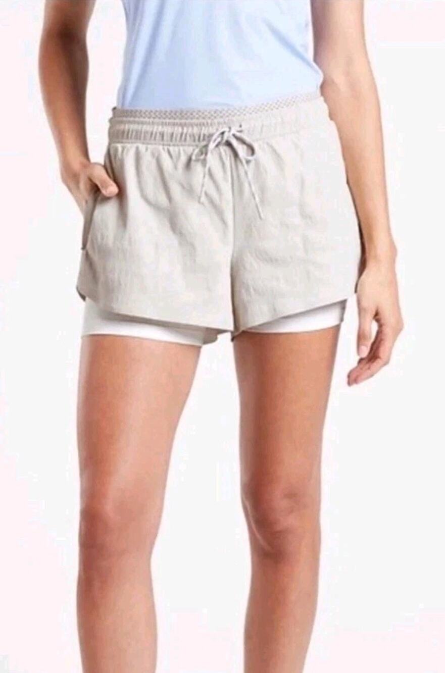 Athleta Crest 2in1 Shortie Womens Sz 6 Small Shorts Elastic Waist Drawstring C26